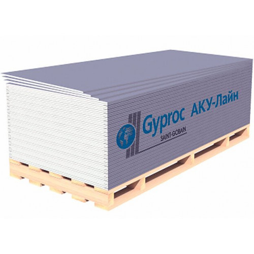 Гипсокартон звукоизоляционный ГКЛА Gyproc AКУ-Лайн 2000х1200х12.5 мм