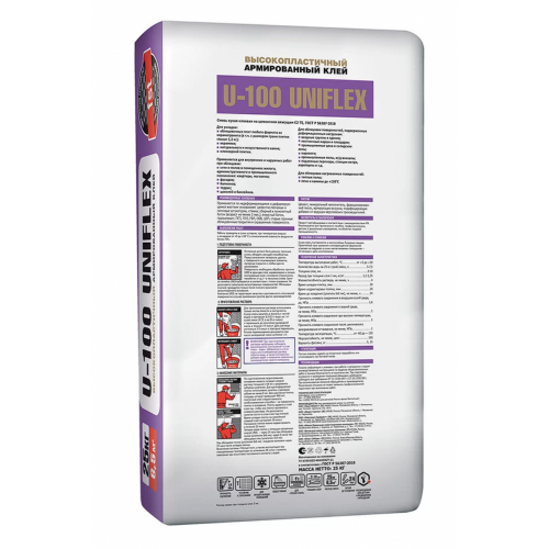 Клей для плитки Unis Uniflex U-100 серый класс С2 ТЕ 25 кг
